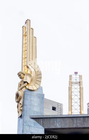 Detail of one of the art deco angels at the Quezon Memorial Shrine, a historical monument in Quezon City, Philippines Stock Photo