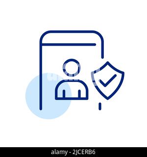 Secure protected profile. Pixel perfect, editable stroke line art icon Stock Vector