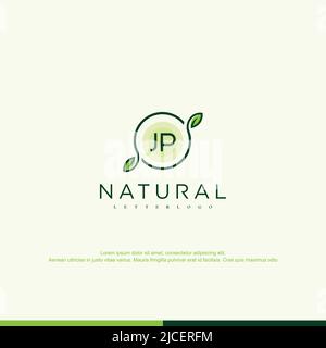 JP Initial natural logo template vector Stock Vector