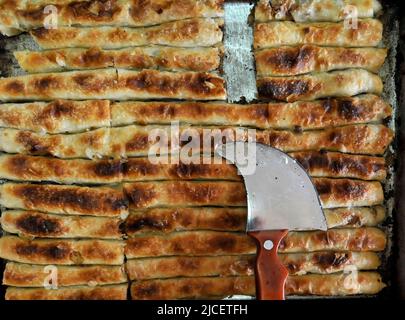 Pita Burek is one of Bosnia's most popular traditional specialty. Stock Photo