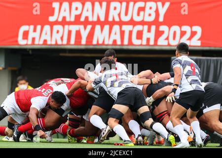 Tokyo, Japan. 11th June, 2022. Two team group Rugby : JAPAN RUGBY CHARITY MATCH 2022 between EMERGING BLOSSOMS 31-12 TONGA SAMURAI XV at Prince Chichibu Memorial Stadium in Tokyo, Japan . Credit: AFLO SPORT/Alamy Live News Stock Photo