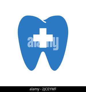 Tooth with Cross Related Vector Glyph Icon. Isolated on White Background Stock Vector