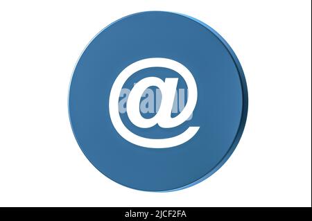 Email circle web glossy icon. Mail button icon. Email Blue Button isolated on white. contact us icon Stock Photo
