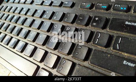 BLACK COLOR COMPUTER KEYBORDS WITH LETTERS Stock Photo