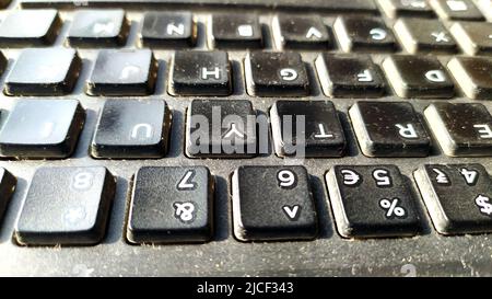 BLACK COLOR COMPUTER KEYBORDS WITH LETTERS Stock Photo