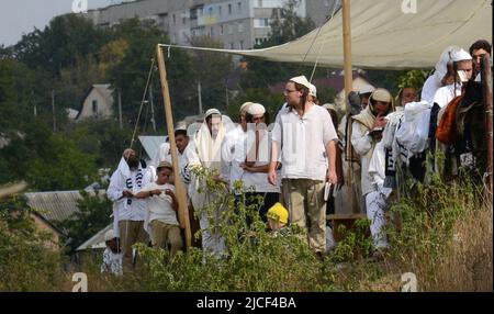 Jewish pilgrims in Uman Ukraine. Stock Photo