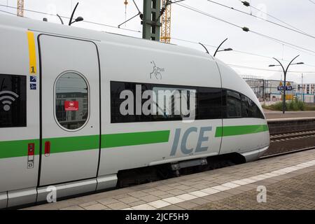 Heidelberg, Germany - Aug 28, 2021: Rear end of an Intercity express train. Stock Photo