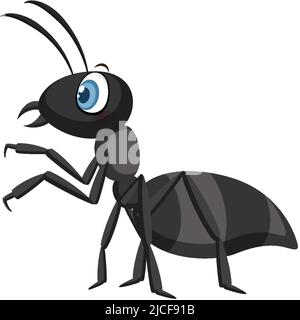 Black ant isolated on white background illustration Stock Vector