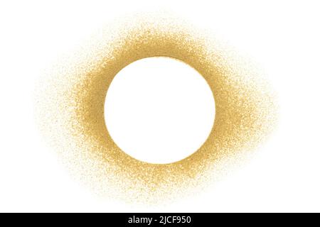 Sand circle frame isolated on white. Beach vacation background. Stock Photo