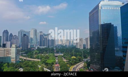 Aerial view of Senayan Jakarta in the afternoon Stock Photo