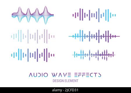 Modern audio wave equalizer. Abstract Fluid Creative Templates with Dynamic Audio Waves. Cards, Color Covers Set. Geometric design. Vector set. Stock Vector