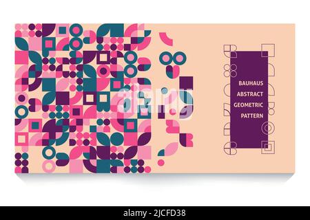 Bauhaus abstract pattern, geometric background, vector circle, square, triangle and circle shape design. Colored Bauhaus pattern, background, poster Stock Vector