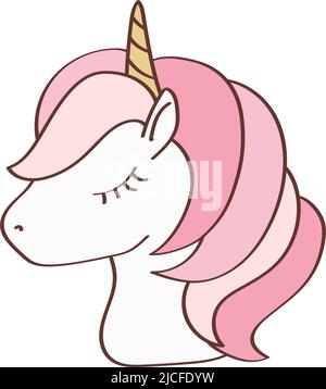 Unicorn Head Clipart in Cute Cartoon Style Beautiful Clip Art Unicorn Face. Vector Illustration of an Animal for Prints for Clothes, Stickers, Textile Stock Vector