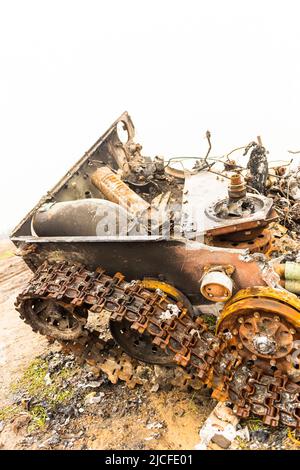 Tank cemetery near Bucha Stock Photo