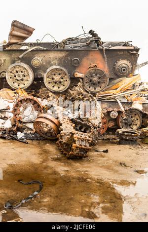 Tank cemetery near Bucha Stock Photo