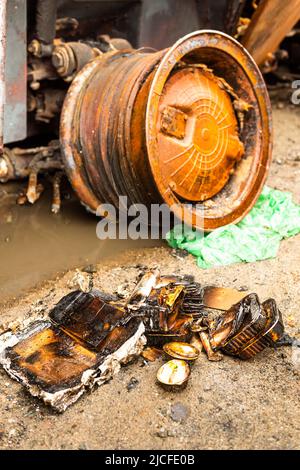 Tank cemetery near Bucha Stock Photo