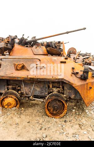 Tank cemetery near Bucha Stock Photo