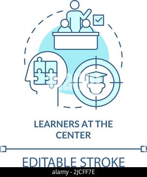 Learners at center turquoise concept icon Stock Vector