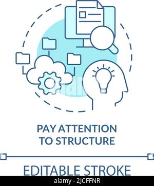 Pay attention to structure turquoise concept icon Stock Vector