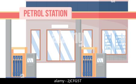 Petrol station semi flat color vector object Stock Vector