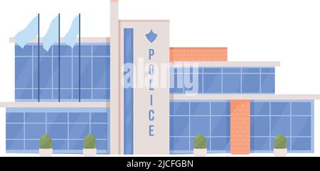 Police office building semi flat color vector object Stock Vector