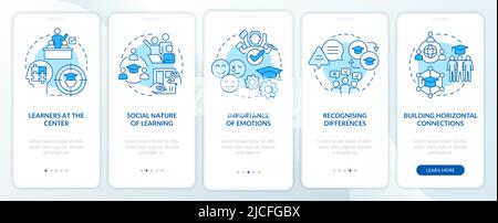 Principles and laws of learning onboarding mobile app screen Stock ...