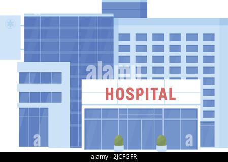 Hospital building semi flat color vector object Stock Vector