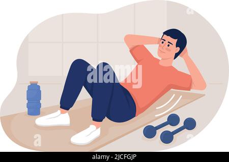 Abs workout at home 2D vector isolated illustration Stock Vector