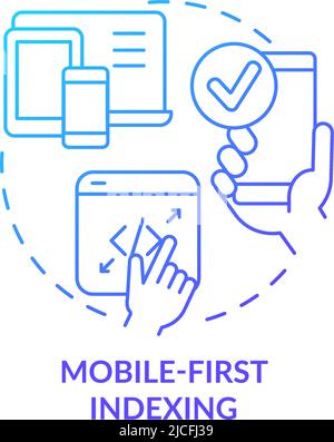 Mobile-first indexing blue gradient concept icon Stock Vector