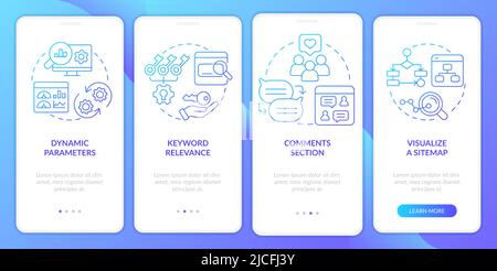Advanced search engine optimization blue gradient onboarding mobile app screen Stock Vector