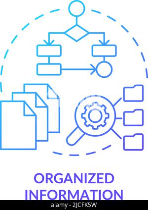 Organized information blue gradient concept icon Stock Vector