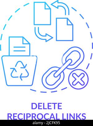 Delete reciprocal links blue gradient concept icon Stock Vector