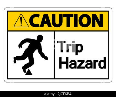 Caution Trip Hazard Symbol Sign on white background,Vector Illustration Stock Vector