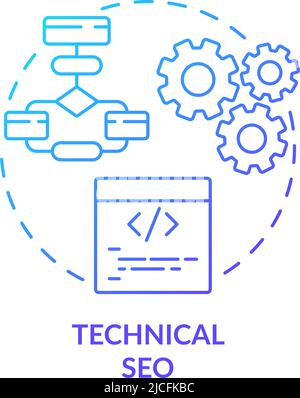Technical SEO blue gradient concept icon Stock Vector