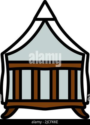 Crib With Canopy Icon. Editable Bold Outline With Color Fill Design. Vector Illustration. Stock Vector