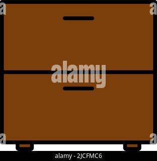 Bedroom Nightstand Icon. Editable Bold Outline With Color Fill Design. Vector Illustration. Stock Vector
