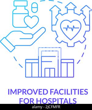 Improved facilities for hospitals blue gradient concept icon Stock Vector