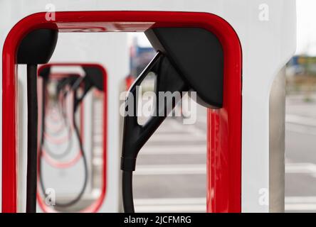 Close up of charging station for electric vehicles Stock Photo