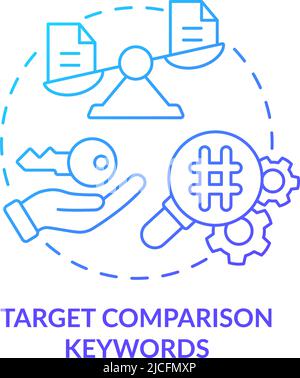 Target comparison keywords blue gradient concept icon Stock Vector
