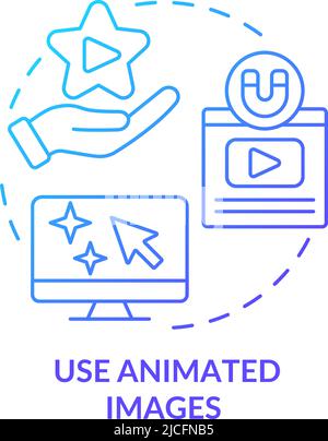 Use animated images blue gradient concept icon Stock Vector