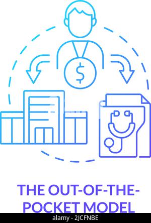 Out-of-the-pocket model blue gradient concept icon Stock Vector