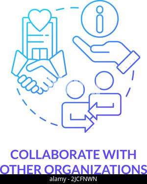 Collaborate with other organizations blue gradient concept icon Stock Vector