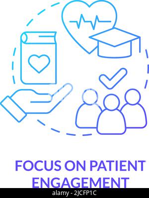 Focus on patient engagement blue gradient concept icon Stock Vector