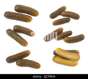 Marinated pickled cucumber isolated on white background Stock Photo