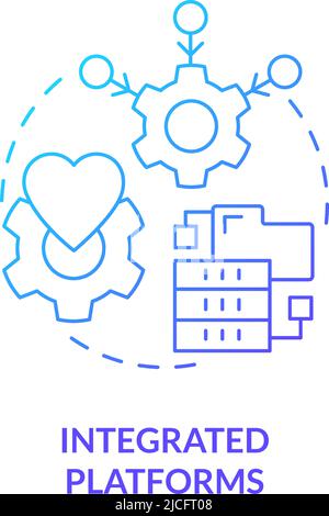 Integrated platforms blue gradient concept icon Stock Vector