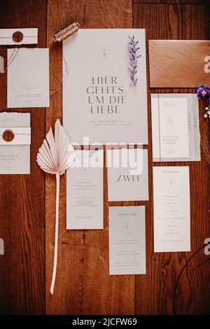 Still life - series - invitation cards, wedding cards, menu card, decoration Stock Photo