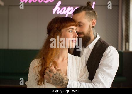 Young couple in love, tenderness, embrace Stock Photo