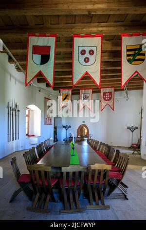 Mildenstein Castle: Registry office in the knight's hall at Mildenstein Castle: Formerly also called Mildenstein Castle or Leisnig Castle, is located in Leisnig in the Central Saxony district in the Free State of Saxony. Stock Photo