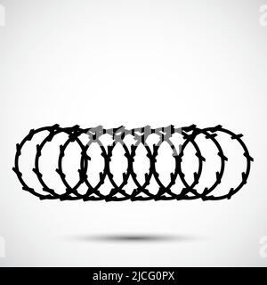 Barbed Wire Black Icon Isolated On White Background Stock Vector
