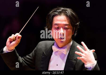 The English Chamber Orchestra, conducted by the Japanese conductor Daisuke Muranaka. Cadogan Hall, Sloane Terrace, Chelsea, London, UK.  18 Mar 2015 Stock Photo